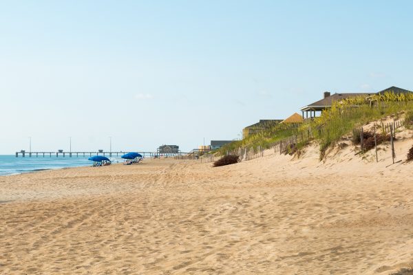 Nags Head Beach On The Outer Banks In North Carolina, With The N